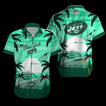 Personalized New York Jets Cruise Sunset Hawaiian - Adult & Kids T-Shirts, Sweatshirts & Hoodies apparel design preview 1