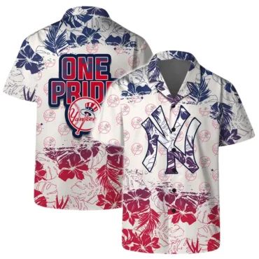 New York Yankees One Pride Floral Hawaiian - Adult & Kids T-Shirts, Sweatshirts & Hoodies apparel design preview 1