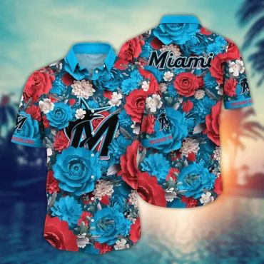 Miami Marlins Full Bloom Hawaiian - Adult & Kids T-Shirts, Sweatshirts & Hoodies apparel design preview 1