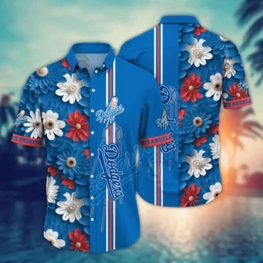 Los Angeles Dodgers Summer Bloom Hawaiian - Adult & Kids T-Shirts, Sweatshirts & Hoodies apparel design preview 1