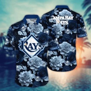 Tampa Bay Rays Midnight Roses Hawaiian - Adult & Kids T-Shirts, Sweatshirts & Hoodies apparel design preview 1