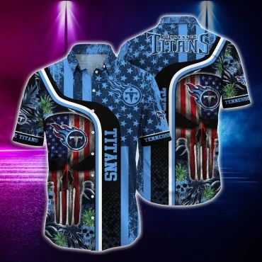 Tennessee Titans Patriot Skull Hawaiian - Adult & Kids T-Shirts, Sweatshirts & Hoodies apparel design preview 1