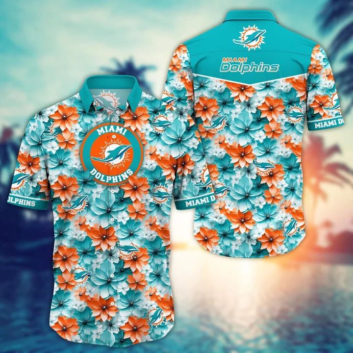 Miami Dolphins Hawaiian Floral Splash Design 549790 - Adult & Kids T-Shirts, Sweatshirts & Hoodies apparel design preview 1