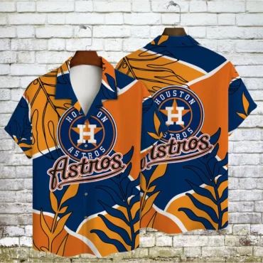 Houston Astros Bold Leaves Hawaiian - Adult & Kids T-Shirts, Sweatshirts & Hoodies apparel design preview 1