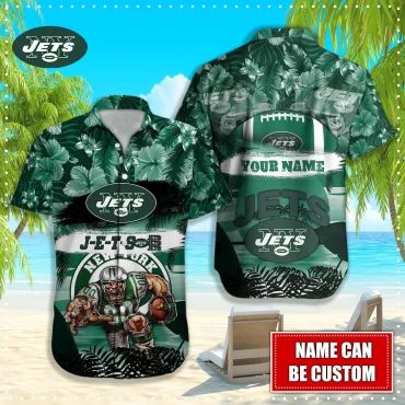 Personalized New York Jets Warrior Tropical Hawaiian - Adult & Kids T-Shirts, Sweatshirts & Hoodies apparel design preview 1