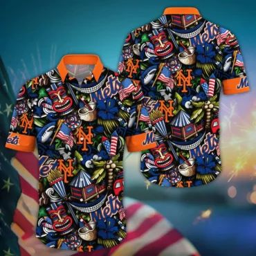New York Mets Tropical Fanatics Hawaiian - Adult & Kids T-Shirts, Sweatshirts & Hoodies apparel design preview 1
