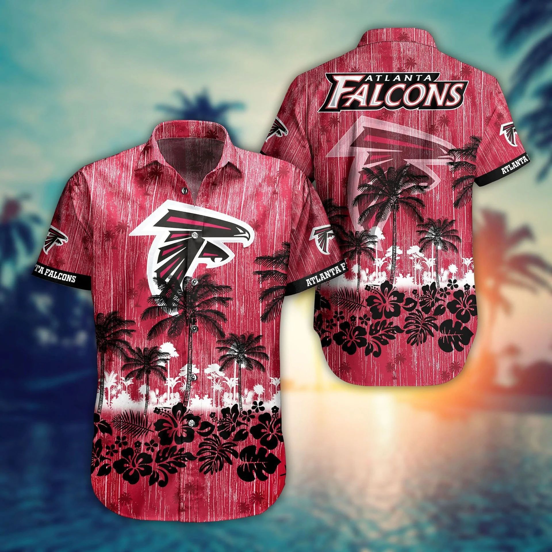 Atlanta Falcons Hawaiian Tropical Sunset Design - Adult & Kids T-Shirts, Sweatshirts & Hoodies apparel design preview 1