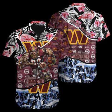 Personalized Washington Commanders Flamingo Ocean - Adult & Kids T-Shirts, Sweatshirts & Hoodies apparel design preview 1