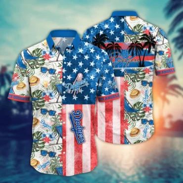 Los Angeles Dodgers Tropical Stars Stripes Hawaiian - Adult & Kids T-Shirts, Sweatshirts & Hoodies apparel design preview 1