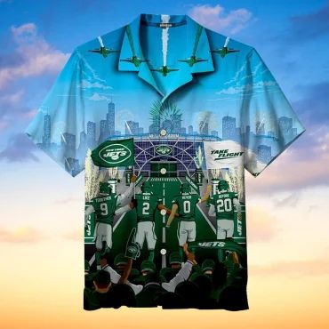New York Jets Skyline Victory Hawaiian - Adult & Kids T-Shirts, Sweatshirts & Hoodies apparel design preview 1