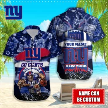 Personalized New York Giants Victory Blooms Hawaiian - Adult & Kids T-Shirts, Sweatshirts & Hoodies apparel design preview 1
