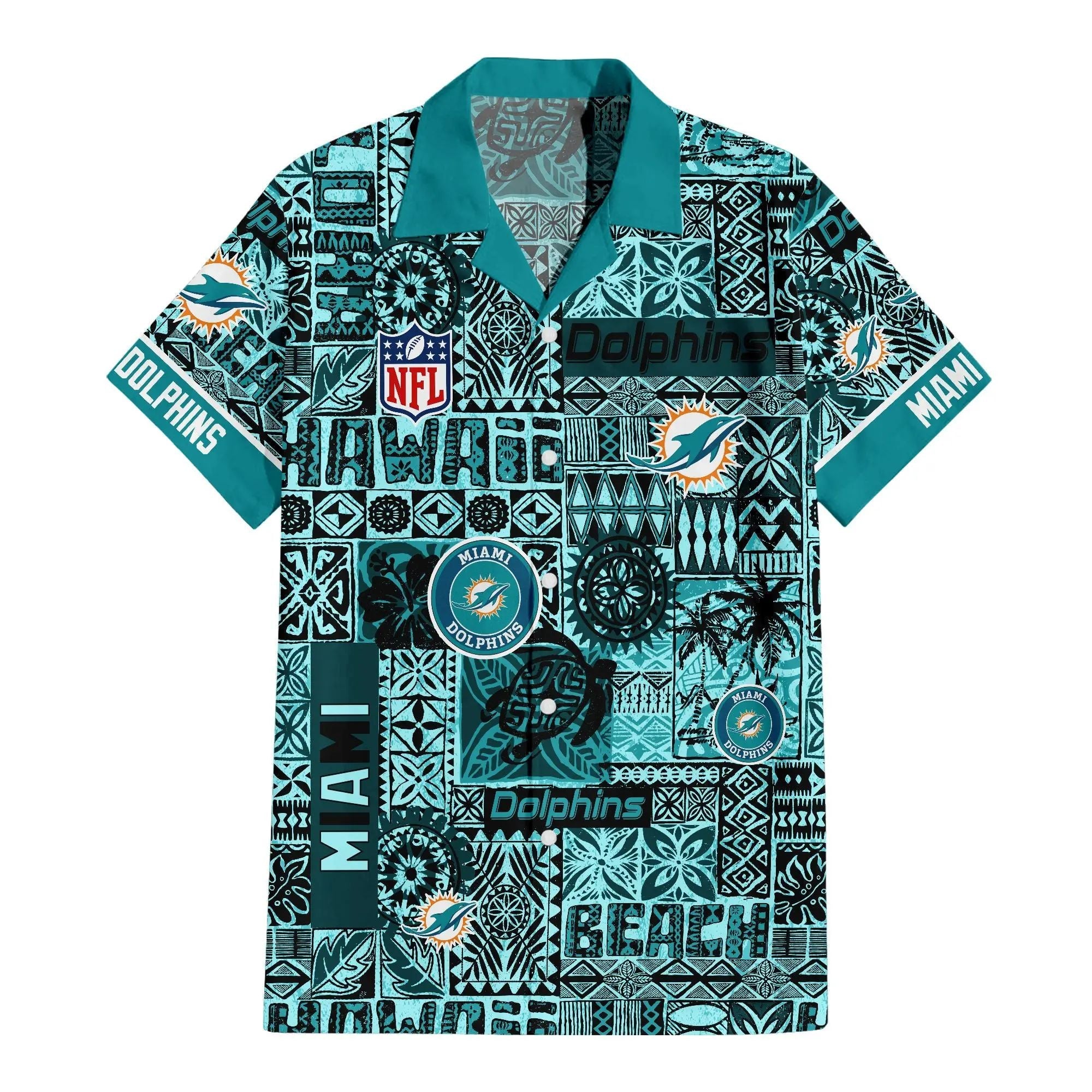 Miami Dolphins Hawaiian Tribal Breeze Design 660995 - Adult & Kids T-Shirts, Sweatshirts & Hoodies apparel design preview 1