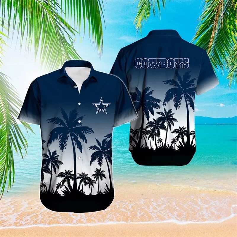Dallas Cowboys Hawaiian with Palm Silhouette Design - Adult & Kids T-Shirts, Sweatshirts & Hoodies apparel design preview 1