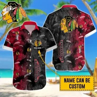 Chicago Blackhawks Tropical Noir Custom Hawaiian - Adult & Kids T-Shirts, Sweatshirts & Hoodies apparel design preview 1