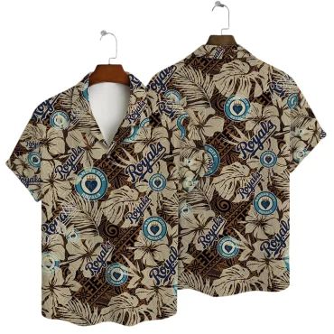 Kansas City Royals Tropical Hearts Hawaiian - Adult & Kids T-Shirts, Sweatshirts & Hoodies apparel design preview 1