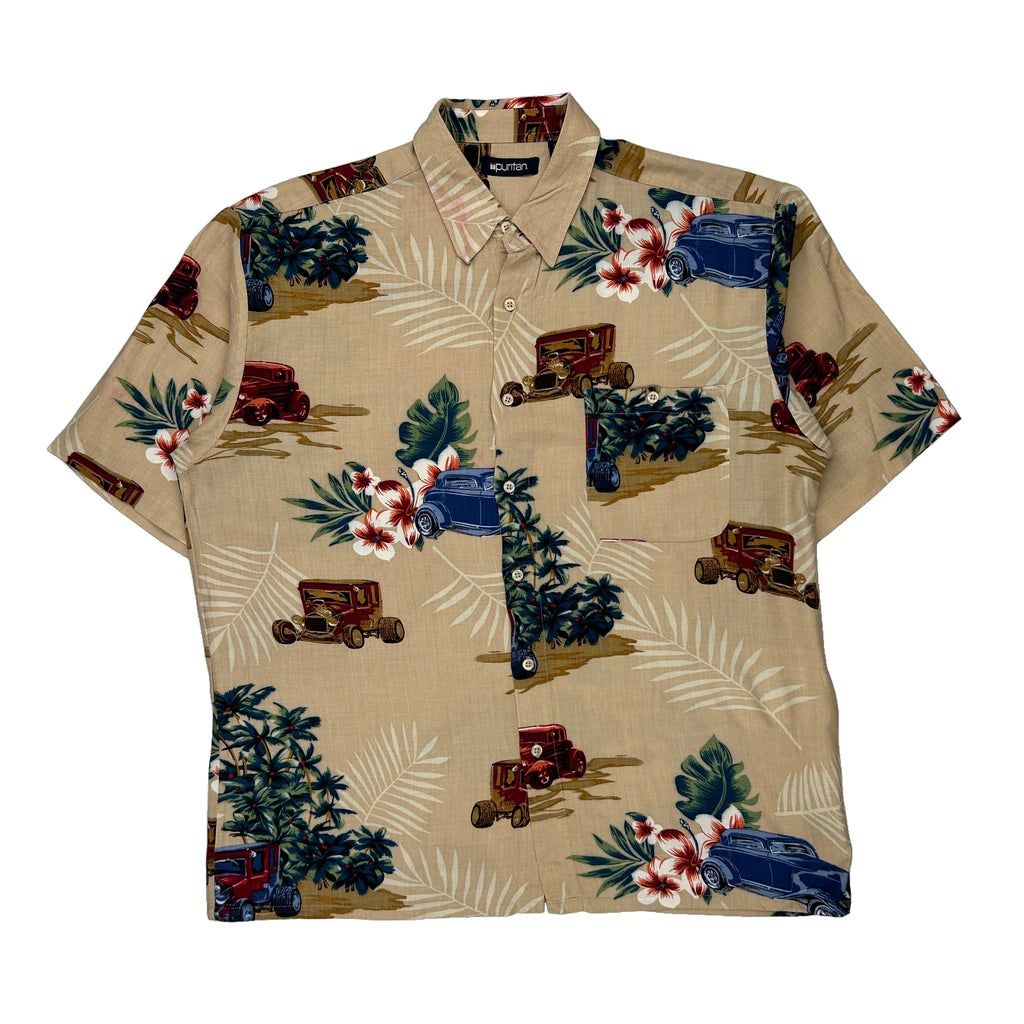 Puritan Floral Hawaiian Large Beige Viscose - Adult & Kids T-Shirts, Sweatshirts & Hoodies apparel design preview 1