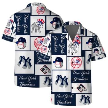 New York Yankees Logo Block Hawaiian - Adult & Kids T-Shirts, Sweatshirts & Hoodies apparel design preview 1