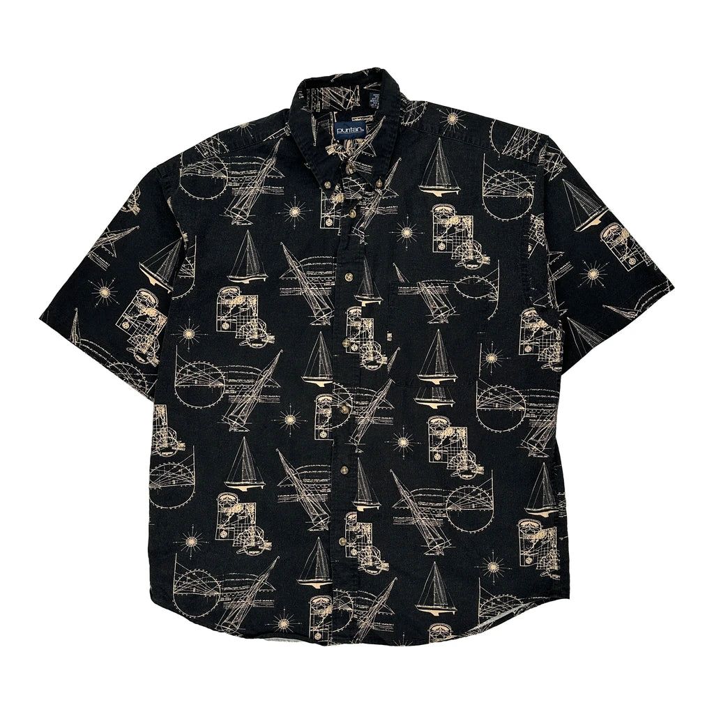 Nautical Print Puritan Graphic Hawaiian Large Black - Adult & Kids T-Shirts, Sweatshirts & Hoodies apparel design preview 1