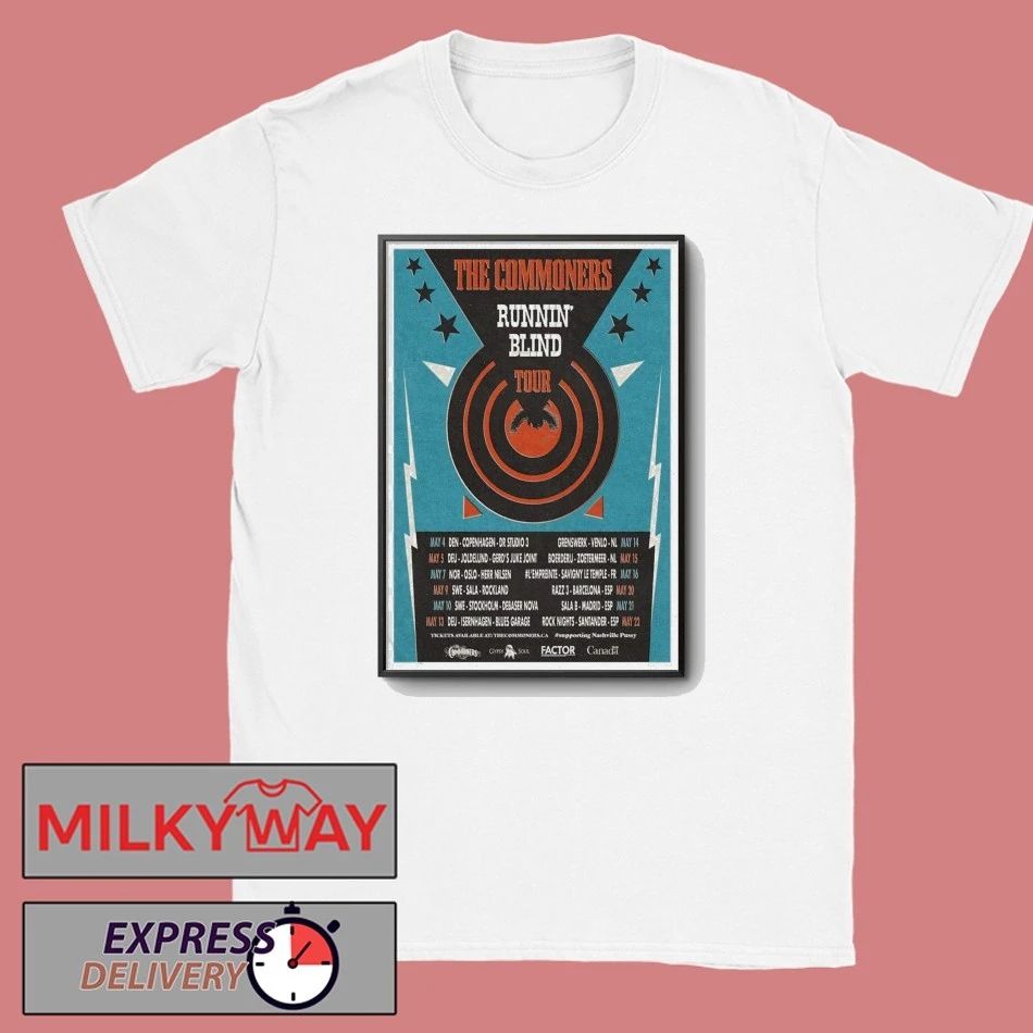 The Commoners May 2026 Poster Runnin Blind Tour - Adult & Kids T-Shirts, Sweatshirts & Hoodies apparel design preview 1