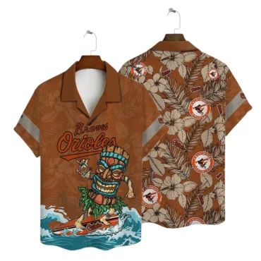 Baltimore Orioles Tiki Surfer Hawaiian - Adult & Kids T-Shirts, Sweatshirts & Hoodies apparel design preview 1
