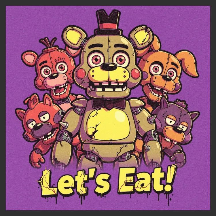 Retro Animatronic Feast - Adult & Kids T-Shirts, Sweatshirts & Hoodies apparel design preview 1