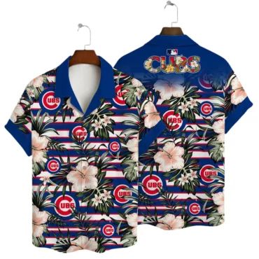 Chicago Cubs Floral Stripe Beach Hawaiian - Adult & Kids T-Shirts, Sweatshirts & Hoodies apparel design preview 1