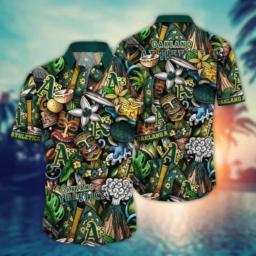 Oakland Athletics Island Tiki Hawaiian - Adult & Kids T-Shirts, Sweatshirts & Hoodies apparel design preview 1