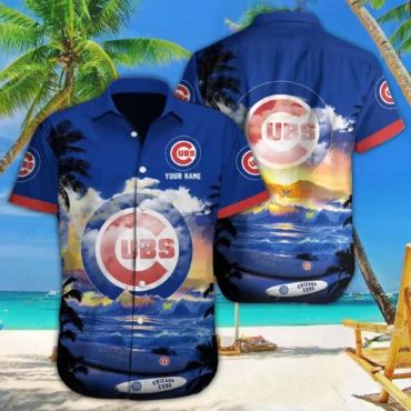 Personalized Chicago Cubs Ocean Breeze Hawaiian - Adult & Kids T-Shirts, Sweatshirts & Hoodies apparel design preview 1