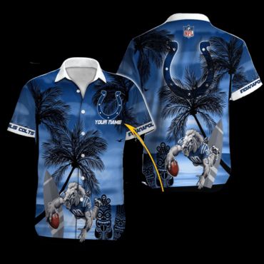 Personalized Indianapolis Colts Tropical Victory Wave - Adult & Kids T-Shirts, Sweatshirts & Hoodies apparel design preview 1