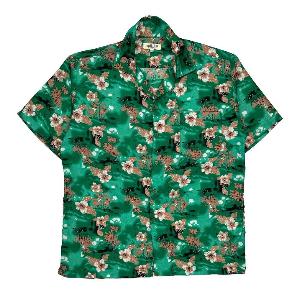 Malibu Surf Floral Hawaiian XL Green Polyester - Adult & Kids T-Shirts, Sweatshirts & Hoodies apparel design preview 1