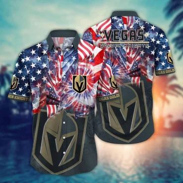Vegas Golden Knights Firework Patriot Hawaiian - Adult & Kids T-Shirts, Sweatshirts & Hoodies apparel design preview 1