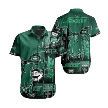 New York Jets Skull Champion Hawaiian - Adult & Kids T-Shirts, Sweatshirts & Hoodies apparel design preview 1