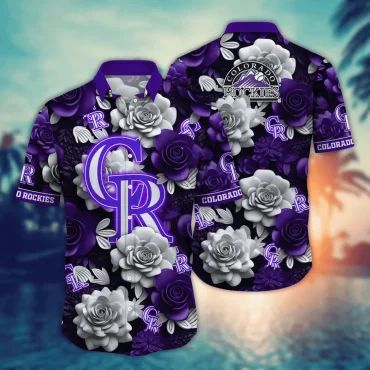 Colorado Rockies Rose Bloom Hawaiian - Adult & Kids T-Shirts, Sweatshirts & Hoodies apparel design preview 1