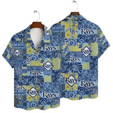 Tampa Bay Rays Blue Patchwork Hawaiian - Adult & Kids T-Shirts, Sweatshirts & Hoodies apparel design preview 1