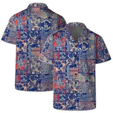 Los Angeles Dodgers Retro Patchwork Hawaiian - Adult & Kids T-Shirts, Sweatshirts & Hoodies apparel design preview 1