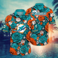 Miami Dolphins Hawaiian Blooming Victory Design - Adult & Kids T-Shirts, Sweatshirts & Hoodies apparel design preview 1