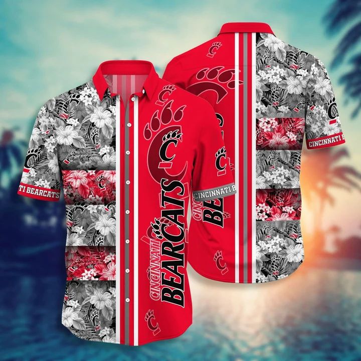 Cincinnati Bearcats Hawaiian Floral Stripe Design - Adult & Kids T-Shirts, Sweatshirts & Hoodies apparel design preview 1