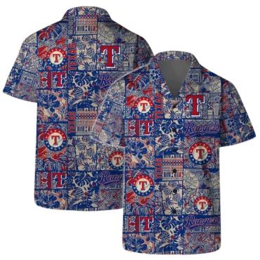 Texas Rangers Vintage Patchwork Hawaiian - Adult & Kids T-Shirts, Sweatshirts & Hoodies apparel design preview 1