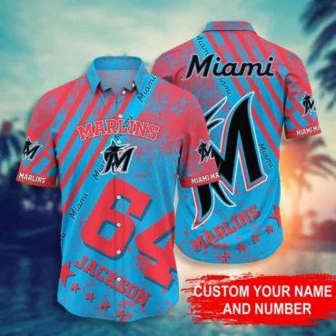 Personalized Miami Marlins Oceanic Waves Hawaiian - Adult & Kids T-Shirts, Sweatshirts & Hoodies apparel design preview 1