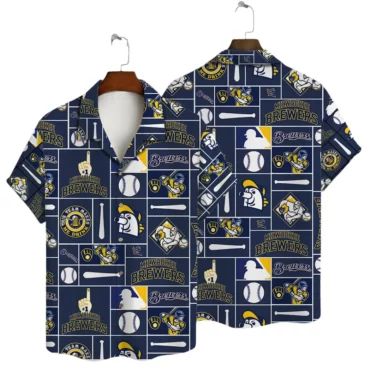 Milwaukee Brewers Baseball Icons Hawaiian - Adult & Kids T-Shirts, Sweatshirts & Hoodies apparel design preview 1