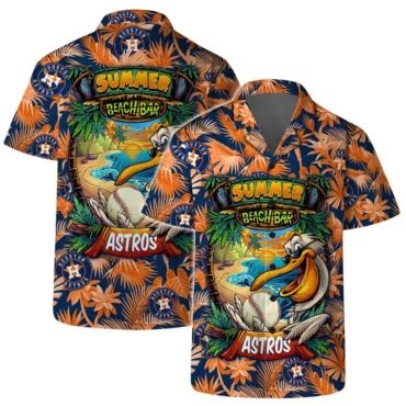 Houston Astros Floral Crest Hawaiian - Adult & Kids T-Shirts, Sweatshirts & Hoodies apparel design preview 1