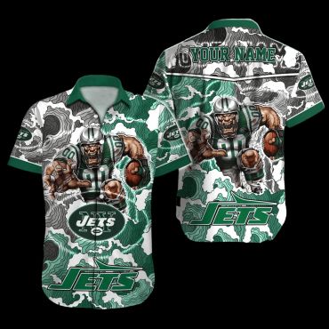 Personalized New York Jets Storm Camo Hawaiian - Adult & Kids T-Shirts, Sweatshirts & Hoodies apparel design preview 1