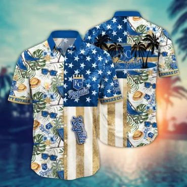 Kansas City Royals Stars Stripes Beach Hawaiian - Adult & Kids T-Shirts, Sweatshirts & Hoodies apparel design preview 1