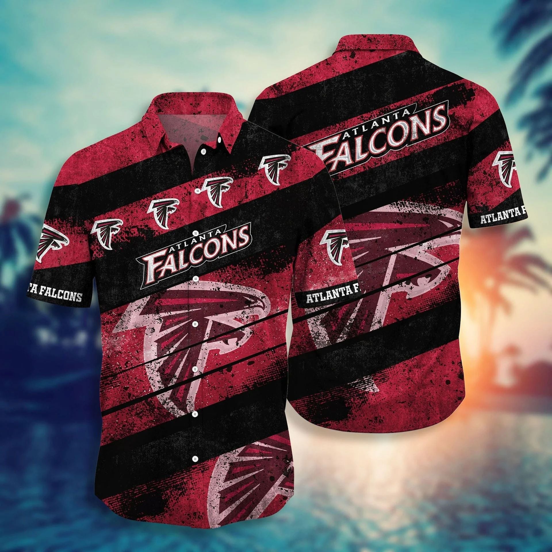 Atlanta Falcons Hawaiian Grunge Stripes Design 783263 - Adult & Kids T-Shirts, Sweatshirts & Hoodies apparel design preview 1