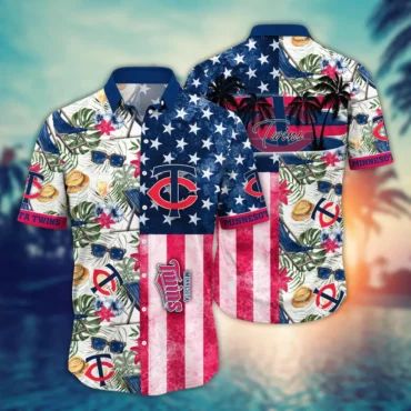 Minnesota Twins Patriotic Paradise Hawaiian - Adult & Kids T-Shirts, Sweatshirts & Hoodies apparel design preview 1