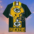 Green Bay Packers Hawaiian with Helmet Pride Design - Adult & Kids T-Shirts, Sweatshirts & Hoodies apparel design preview 1