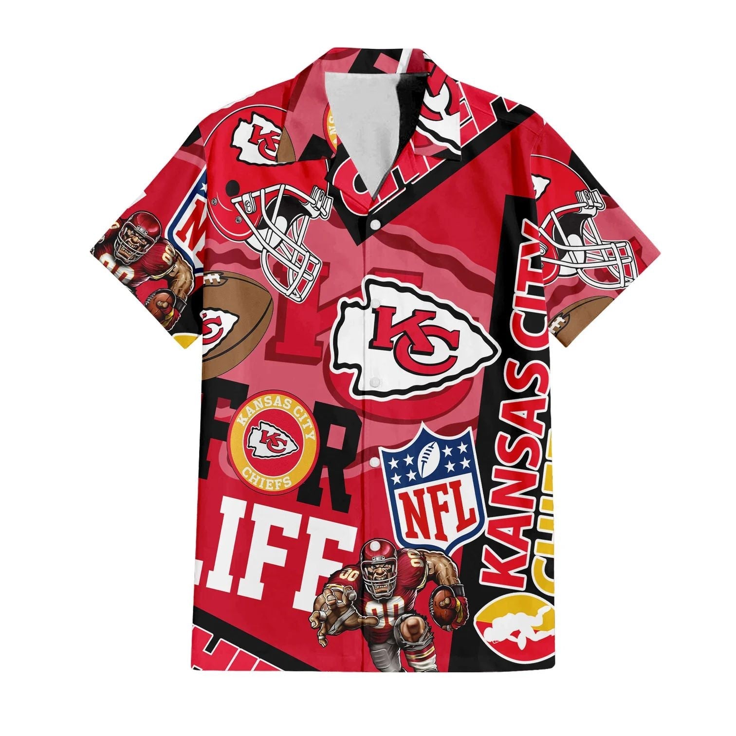 Kansas City Chiefs Hawaiian For Life 349160 - Adult & Kids T-Shirts, Sweatshirts & Hoodies apparel design preview 1