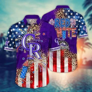 Colorado Rockies Star-Spangled Fireworks Hawaiian - Adult & Kids T-Shirts, Sweatshirts & Hoodies apparel design preview 1