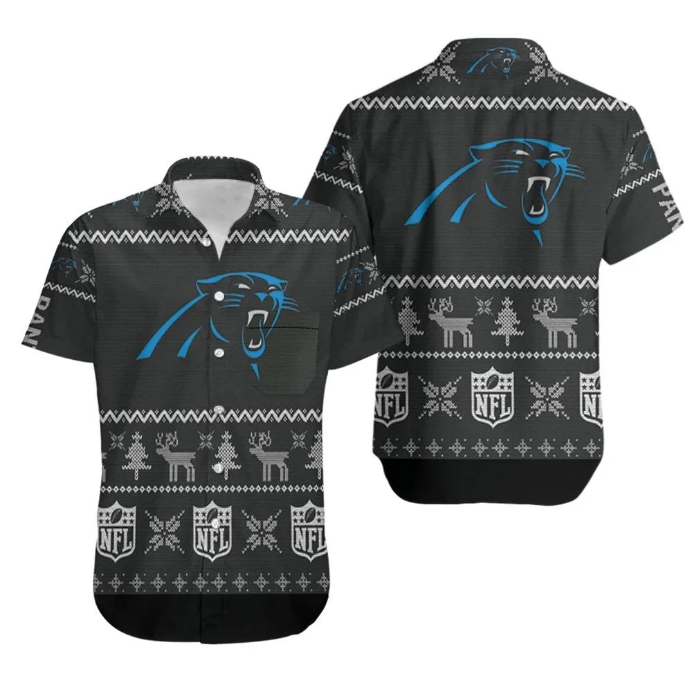 Carolina Panthers Ugly Christmas Sweater Hawaiian - Adult & Kids T-Shirts, Sweatshirts & Hoodies apparel design preview 1