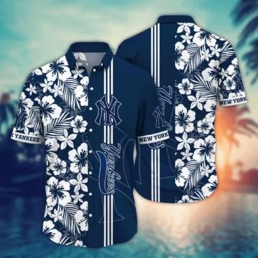 New York Yankees Ocean Breeze Hibiscus Hawaiian - Adult & Kids T-Shirts, Sweatshirts & Hoodies apparel design preview 1